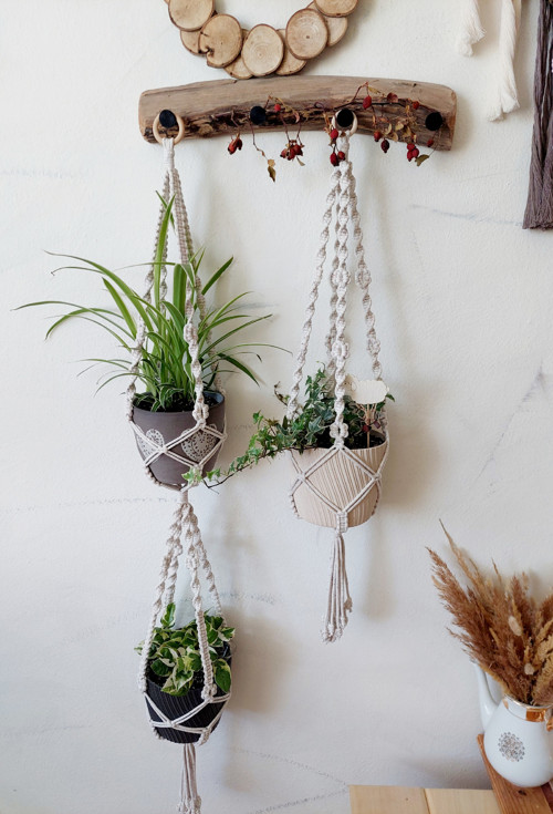 Minimalistický macramé závěs - dvojzávěs