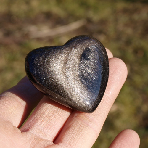 Stříbrný obsidián, buclaté srdce — foto 1