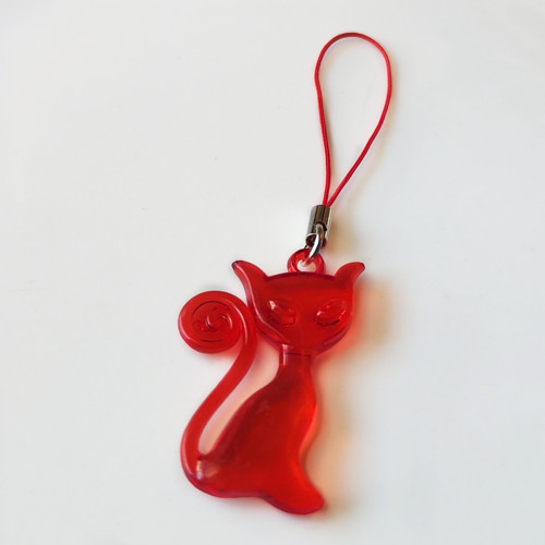 Červená kočka - Přívěsek na mobil
