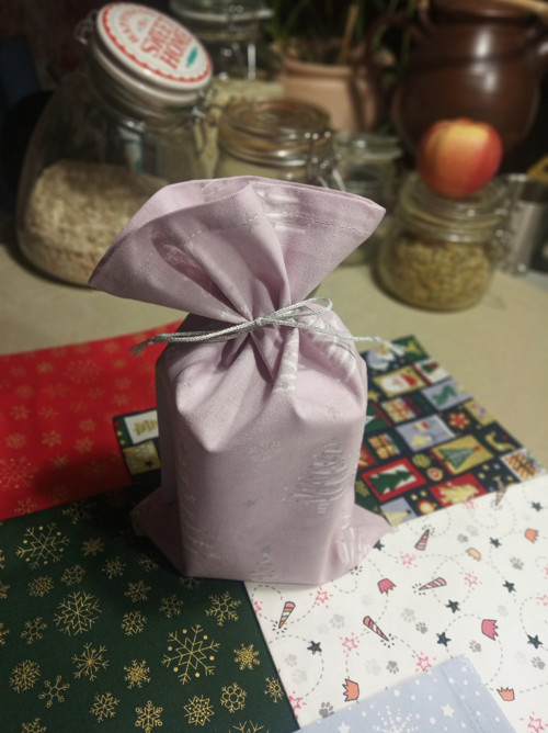 Dárkový sáček větší - růžový vánoční
