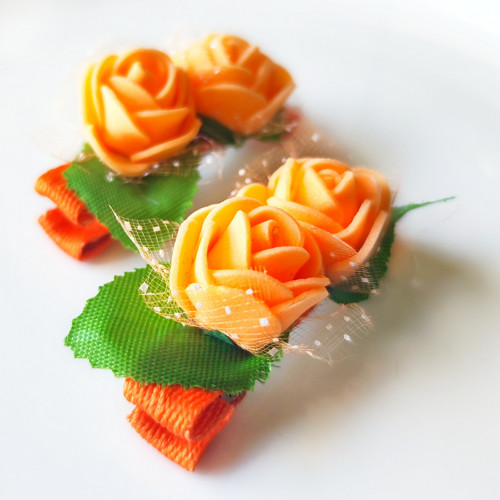 Oranžové květy - Sponky do vlasů