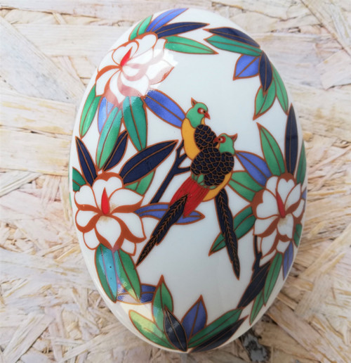 Vintage porcelánová dózička, papoušci.