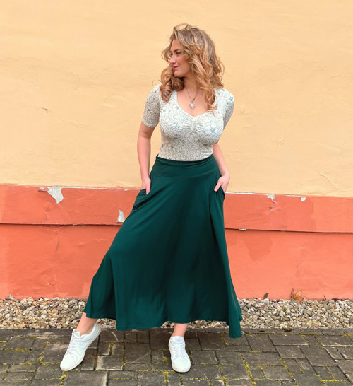 Polokolová sukně- dlouhá tmavě zelená