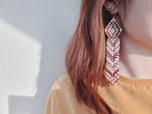 Brown aztec - šité náušnice — foto 1