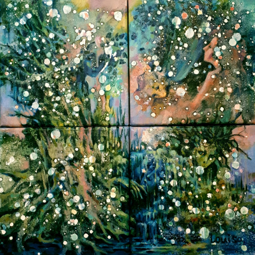 První sníh - akryl, plátno 30 x 30 cm