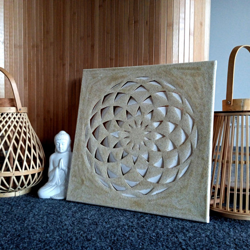 Obraz / 3D mandala / bílý lotos 40x40 cm / v písku
