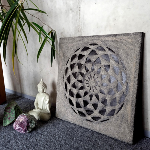 Černý lotos / mandala / obraz v písku