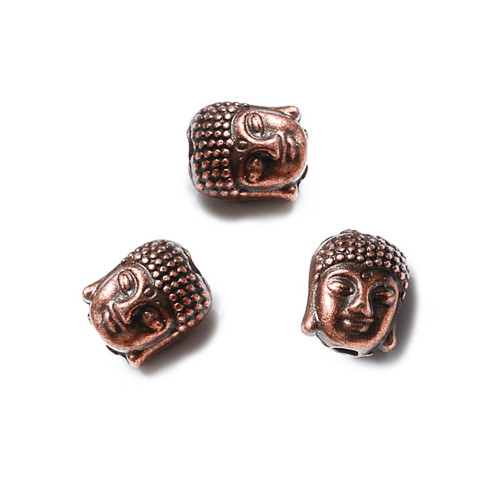 Korálek Buddha staroměď 9mm, 2/6ks