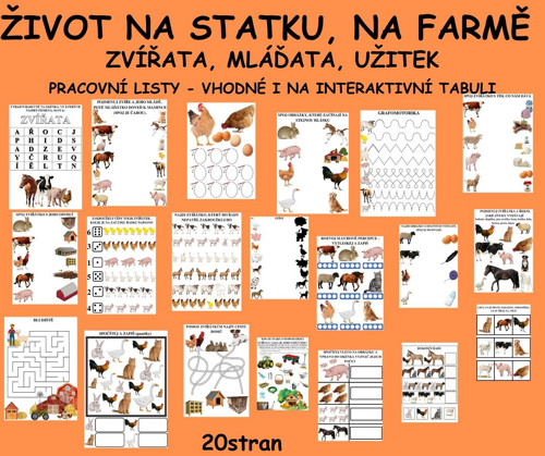 ŽIVOT NA STATKU, NA FARMĚ - Pracovní listy