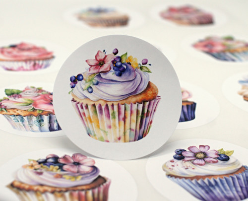 CUPCAKES samolepky - 12 ks