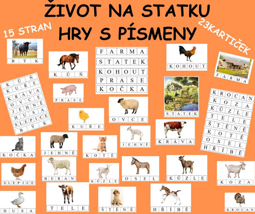 ŽIVOT NA STATKU - hry s písmeny (didaktická hra)