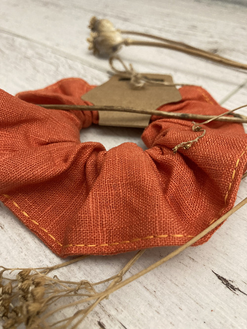 Ľanové scrunchies / TERAKOTA/