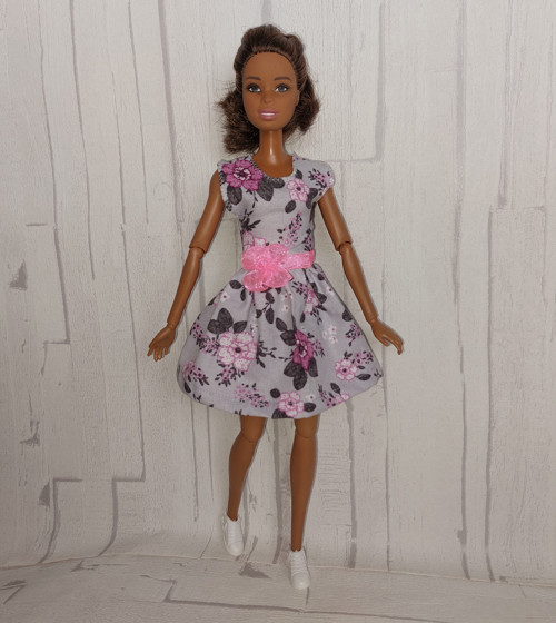 Bavlněné šedorůžové mini pro Barbie