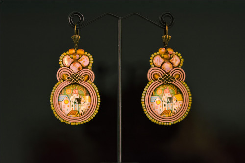 Soutache náušnice "Čarovná dedinka" — foto 1