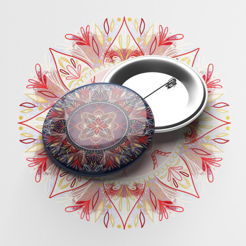 Odznak 50 mm Mandala červená