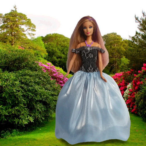 Modrostříbrné šatičky pro Barbie