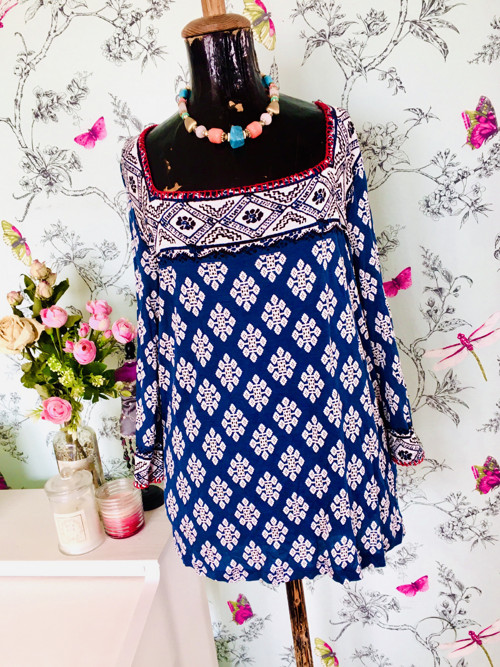 Tunika boho modrobílá — foto 1