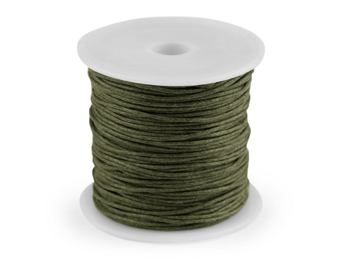 Šňůra bavlněná voskovaná 1 mm (10m) - khaki