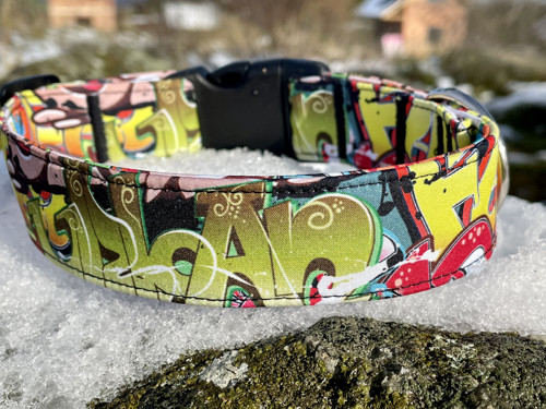VÝPRODEJ Obojek graffiti GREEN 3 cm 35 - 45 cm