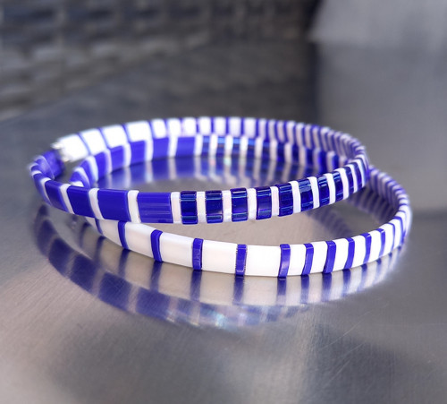 Modro-bílé proužky 6 cm