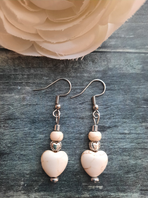 Náušnice WHITE HEARTS*tyrkenit