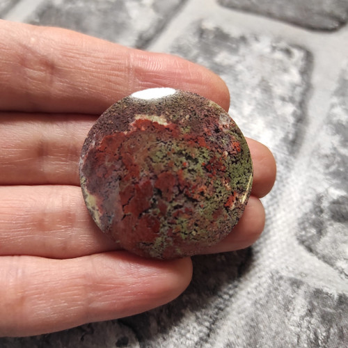 Mechový achát, ID 2883, průměr 33 mm — foto 1