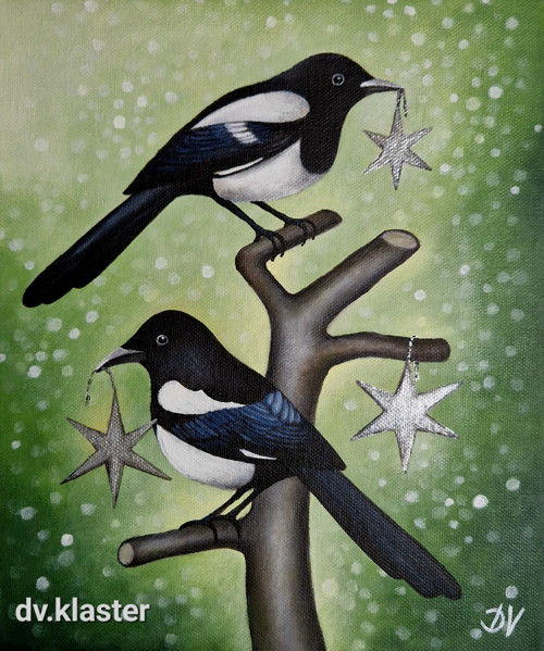Dvě straky (25x30 cm) — foto 1