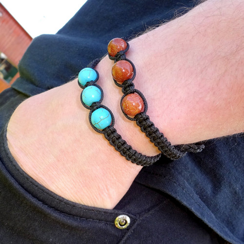 Náramek Shamballa 3x GOLDstone Pánský