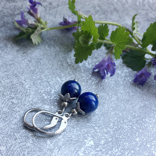 Náušnice s lapis lazuli - S.Steel