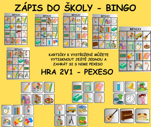 ZÁPIS DO ŠKOLY - Bingo, pexeso (2v1 hra)