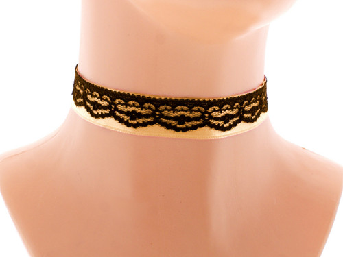 Krajkový obojek saténový choker společenský