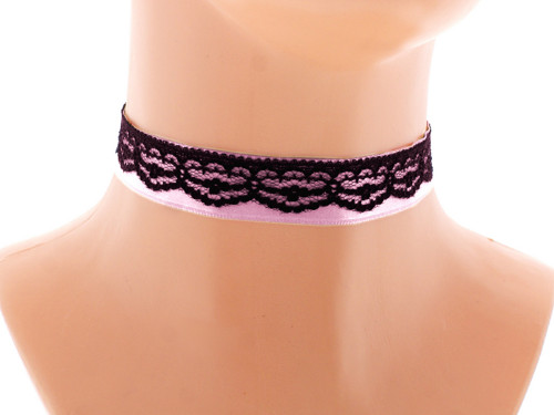 Krajkový obojek saténový choker společenský