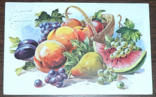 Starožitná POHLEDNICE umělecká, ovoce — foto 1