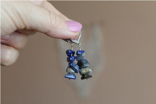 Náušnice nerez ocel + lapis lazuli