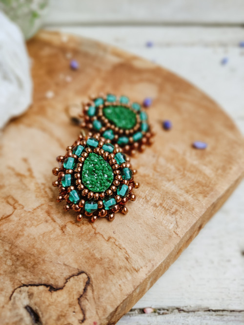 Druzy earrings n.17 - vyšívané náušnice