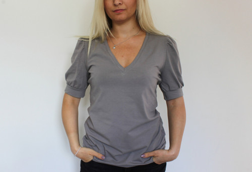 Tričko s puff rukávy GREY