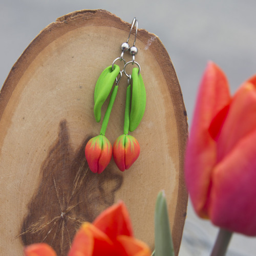 Náušnice - červené tulipány VII. — foto 1
