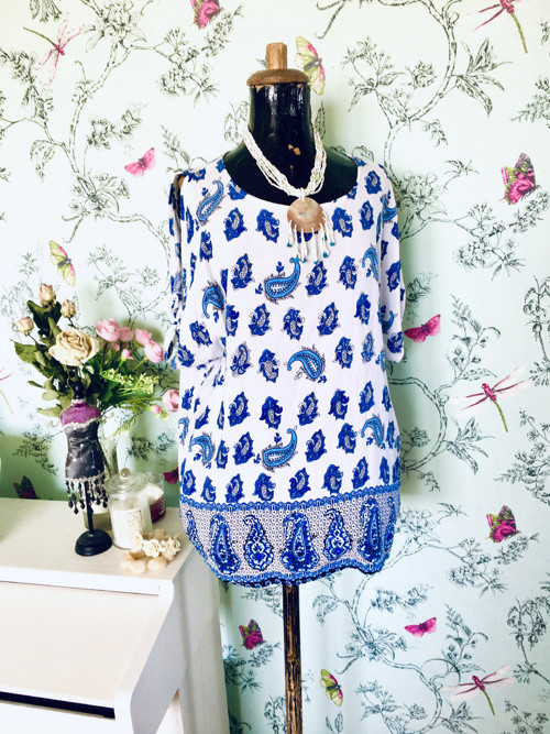Halenka boho modrobílá — foto 1