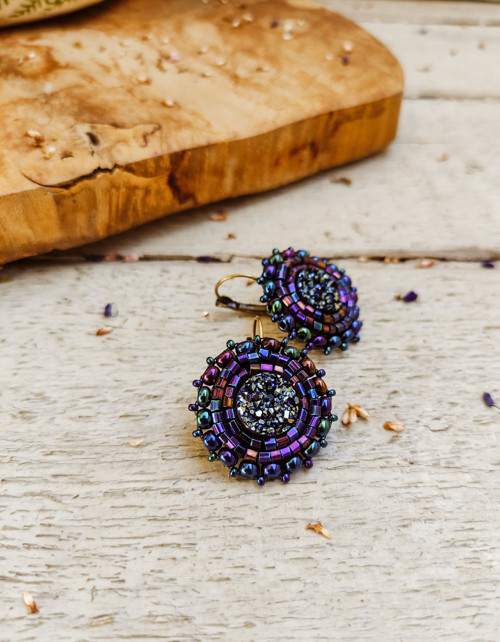 Druzy earrings n.21 - vyšívané náušnice