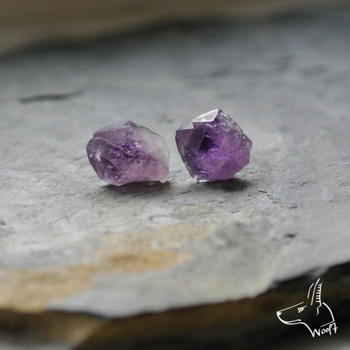 Ametystové náušničky - rough crystal — foto 1