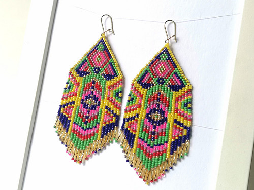 Colorful Beaded Fringe Earrings