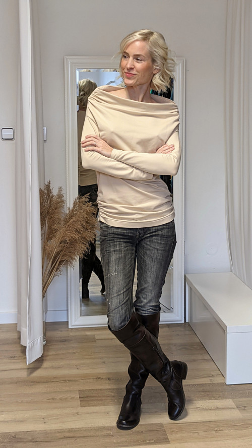 Elegantní mikina s řasením - barva na přání