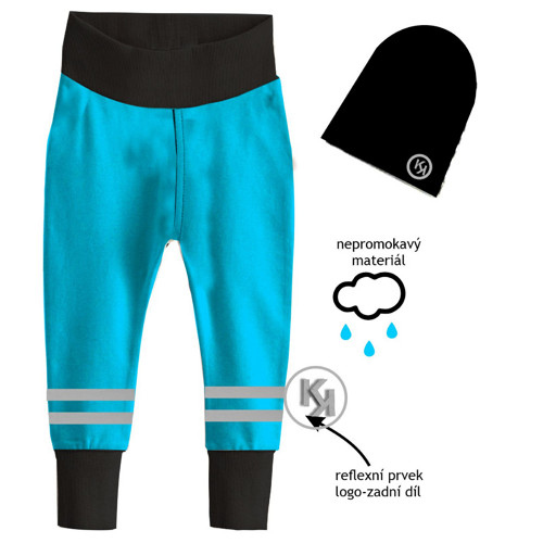 Softshellové kalhoty BASIC-tyrkys-čepice zdarma