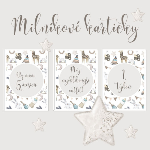 Milníkové kartičky - baby shower