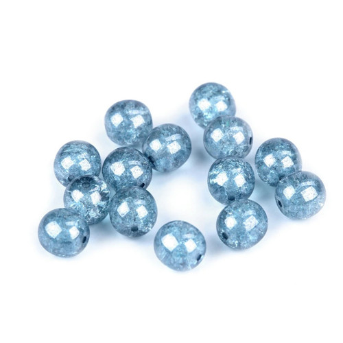 Skleněné kuličky praskané světle modré 8mm, 8ks