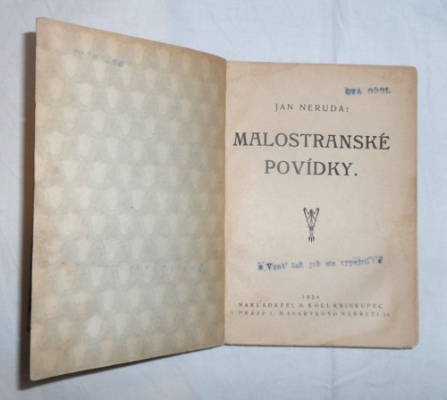 JAN NERUDA: Malostranské povídky, 1924