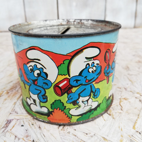 Malá vintage sběratelská plechovka,motiv Šmoulové.