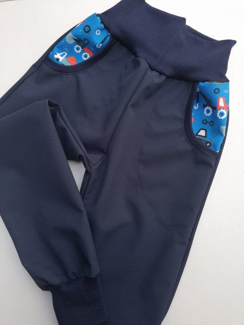 Softs.kalhoty- léto- STAVEBNÍ STROJE - kapsy