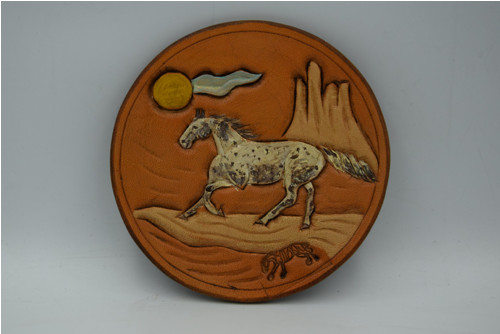 Kožený pivní podtácek - kůň appaloosa