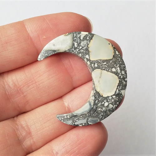 Jaspis maligano 22 kabošon měsíc 34 x 28 x 5 x mm